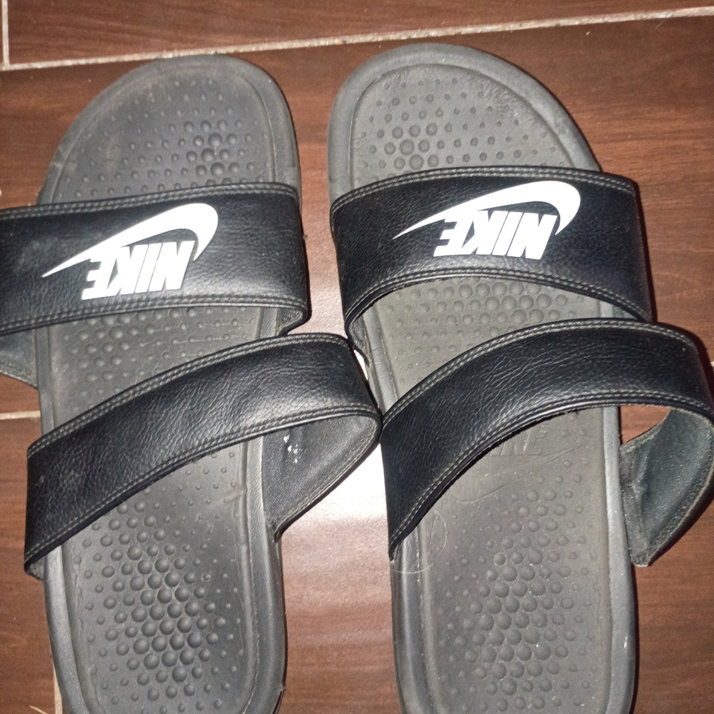 Nike Black Slide Sandals with White Logo